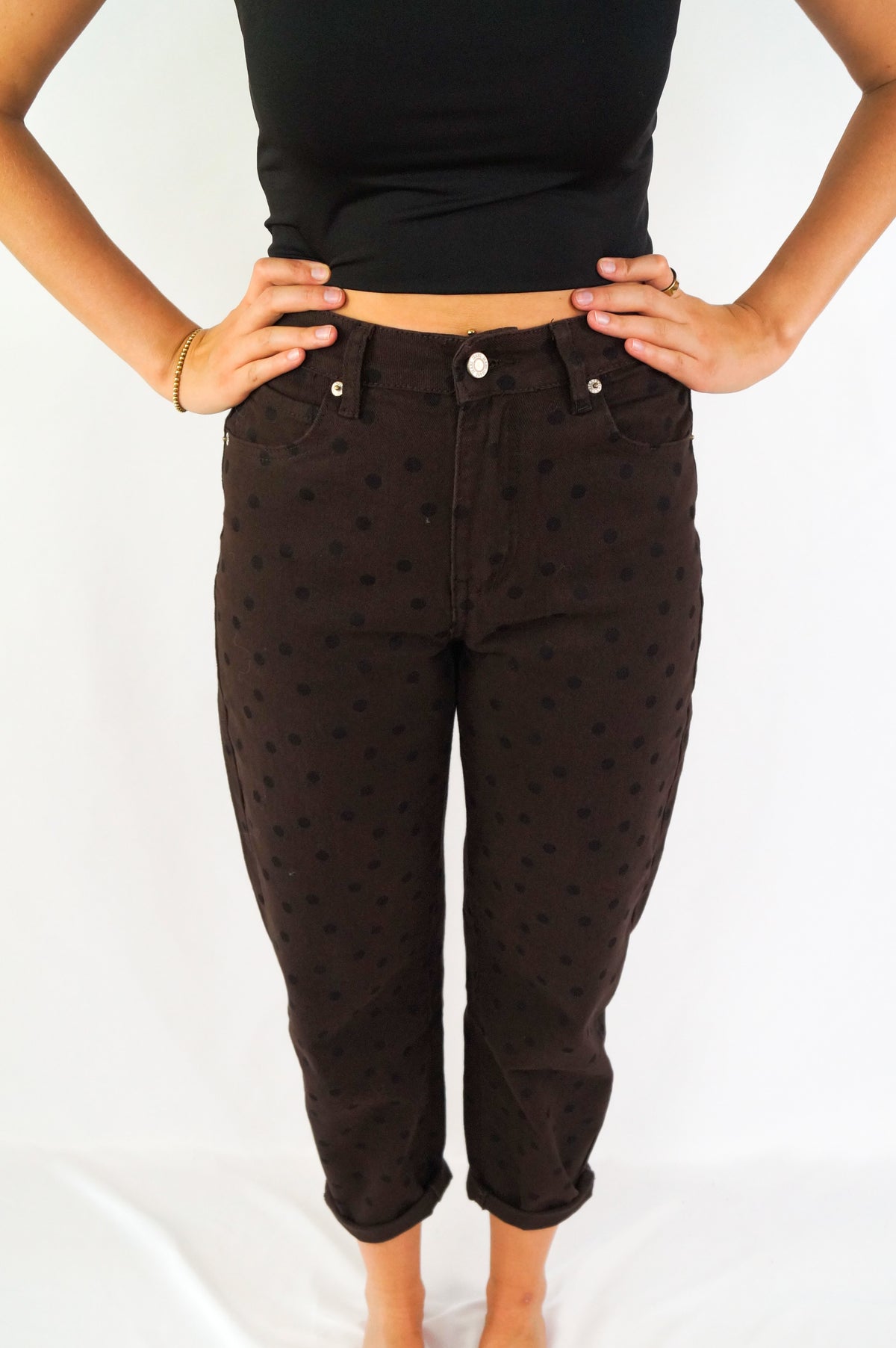 CHOCOLATE POLKA DOT Mom-Jeans